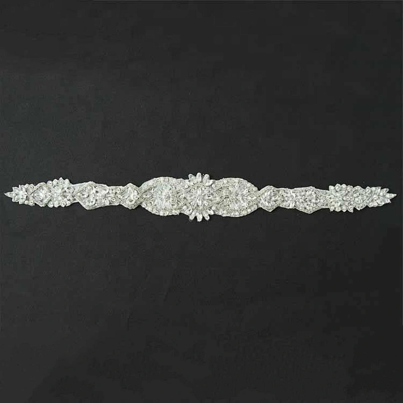 Wholesale Bridal AB Rhinestone Beaded Appliques for Wedding Dress
