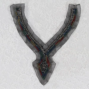 Kavatar Fashion Wholesale Handmade Beaded Black Neck Collar Trim