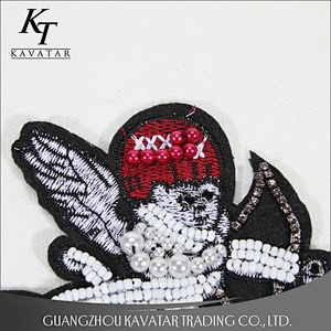 Cheap sewing clothes custom beaded embroidery applique patches