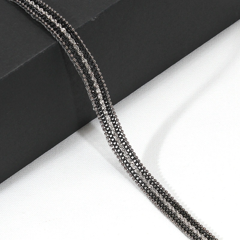 Wholesale Custom Iron On Black Accessories Chain Beaded Hot Fix Trim