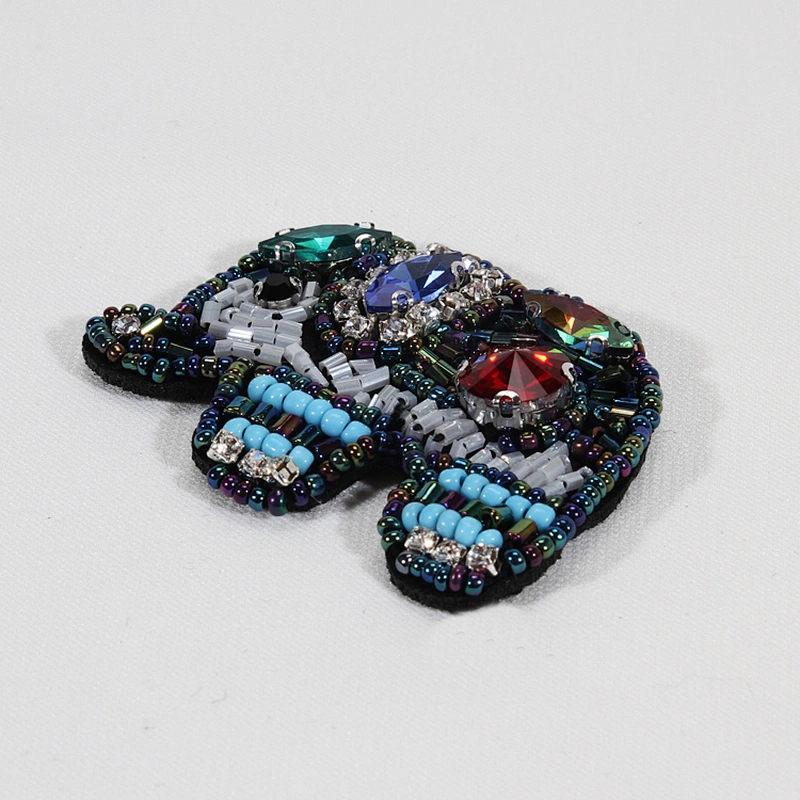Garment patches applique elephant design rhinestone beaded patches