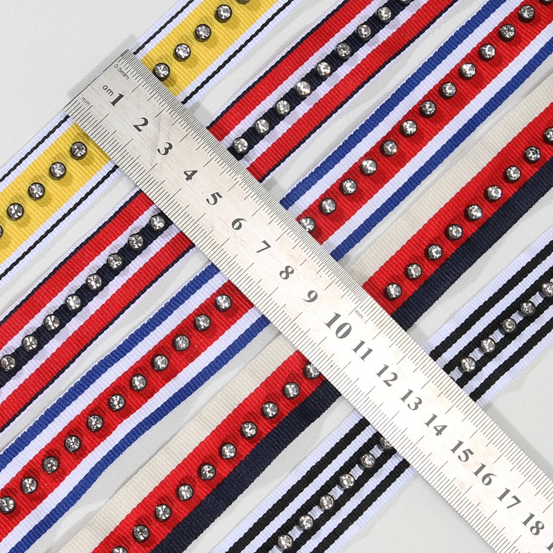 Semi-machine productive polyester crystal beaded tape stock wholesale