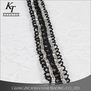 Crystal Beaded Polyester Eyelet Lace Trim