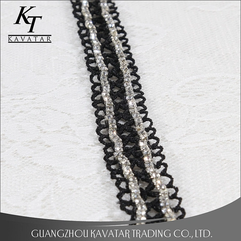 Crystal Beaded Polyester Eyelet Lace Trim