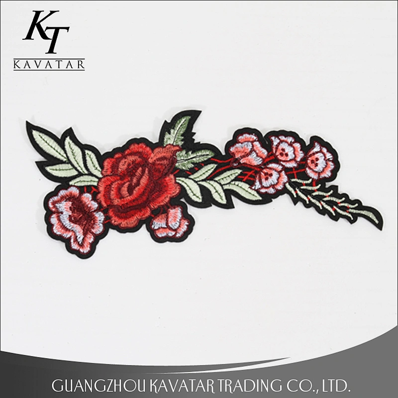 Designed Elegant Sew On Floral Rose Embroidered Patches for Clothes Decoration