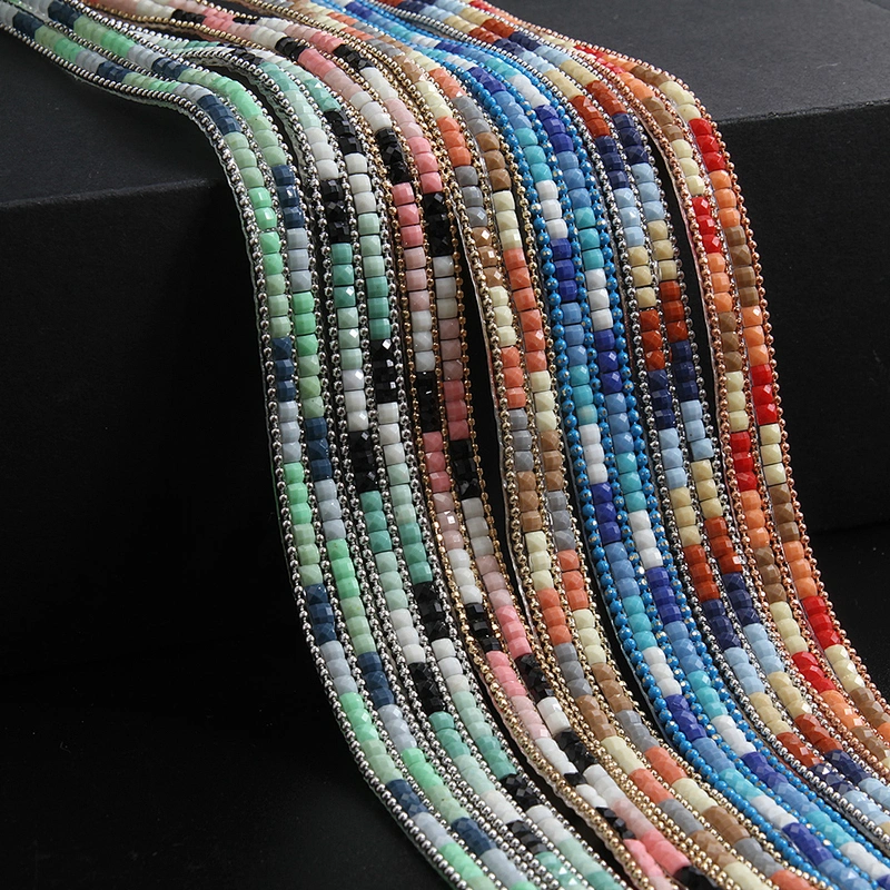 Kavatar Wholesale Hotfix Trim Small Cube Colors Design Fashion Rhinestone For Clothing Iron on Trims