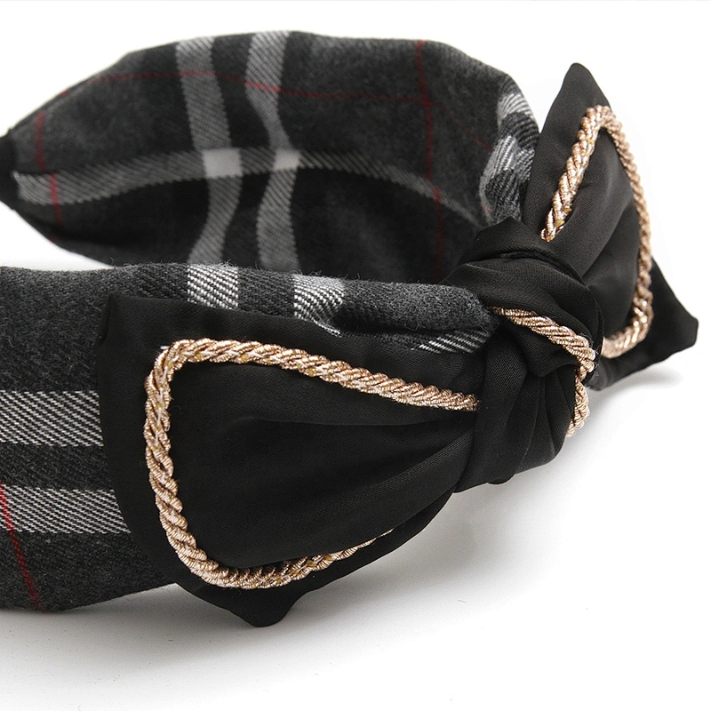 European and American simplified Korean geometric plaid wide edge hairband clothing accessories hair band hair accessories