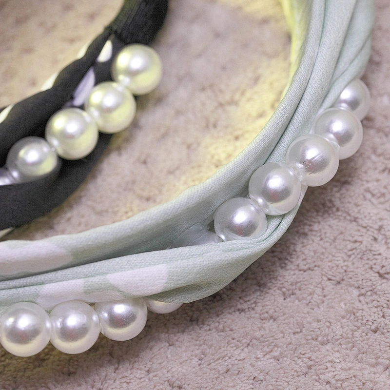 South Korea simple knot nail pearl hairband Europe and the United States with the same style retro polyester headband hairband