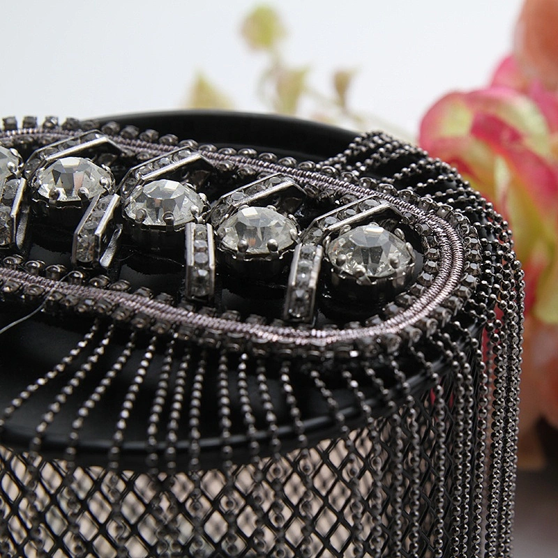 Factory beaded rhinestone applique Shoulder Badge sew on Beaded Patches rhinestone patches for clothing