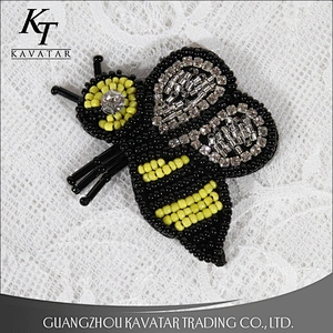 Kavatar Custom Design Insect Design Sequins Beaded Bee Patch For Decoration