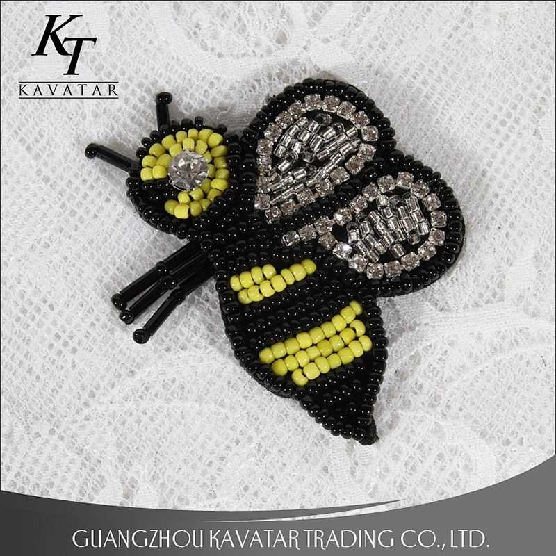 Kavatar Custom Design Insect Design Sequins Beaded Bee Patch For Decoration