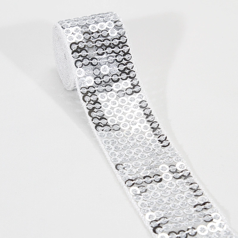 Custom Wholesale Shimmering Sequin Beaded Mesh Trim for Clothing