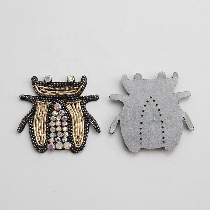 New Design Beading Pattern Animal Applique beaded insect patch custom patches for clothing rhinestone patch