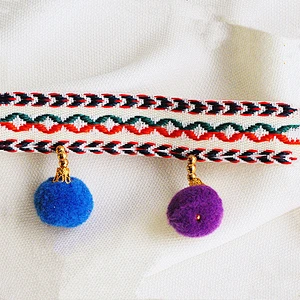 Handmade korean pom pom trim fringe for curtain with 2cm colorful ball