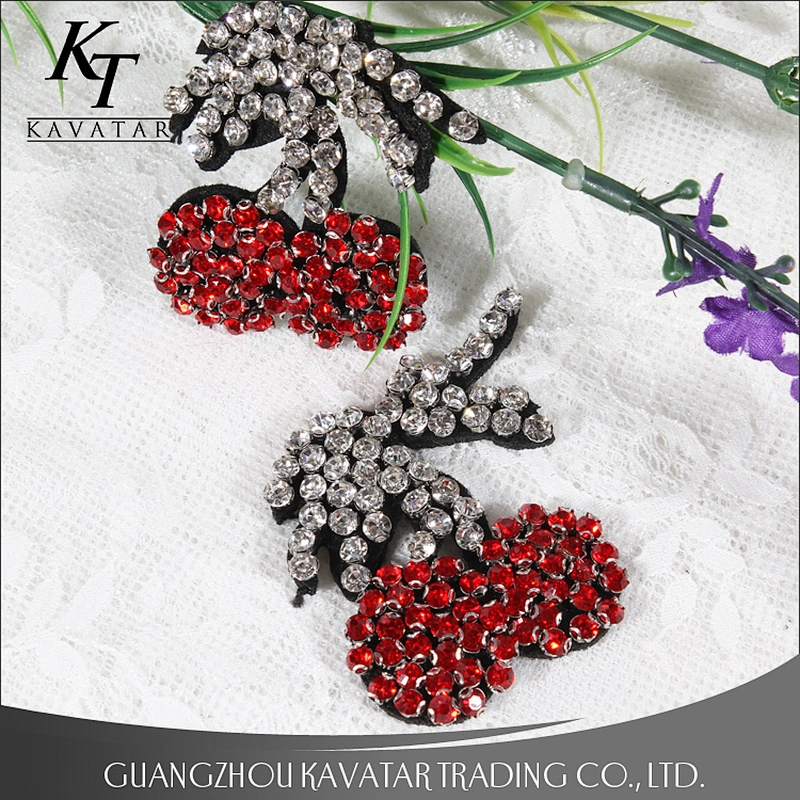 DIY Crystal Patch Cherry Motif Rhinestone Patch Sew On Clothing,Shoe,Bag