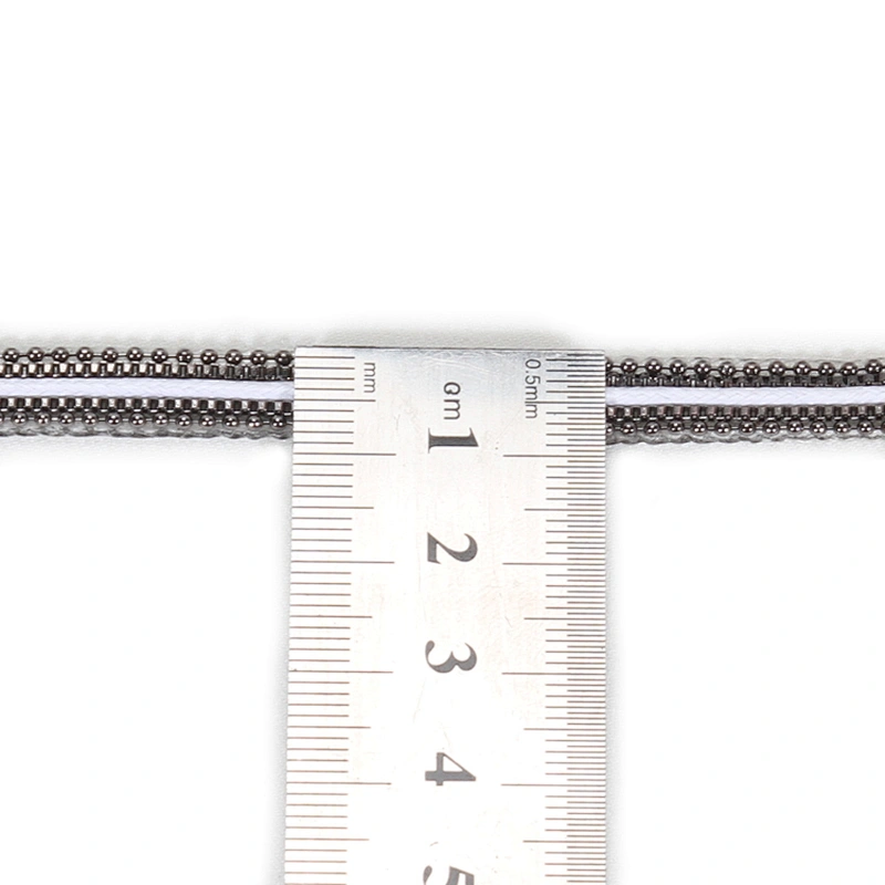 Black Iron On Copper Chained Hotfix Transfer Trim with White Strip Ribbon