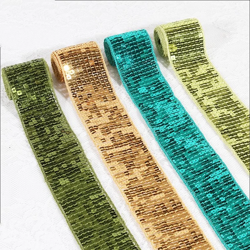 Kavatar custom wholesale square sequin ribbons trim for decoration