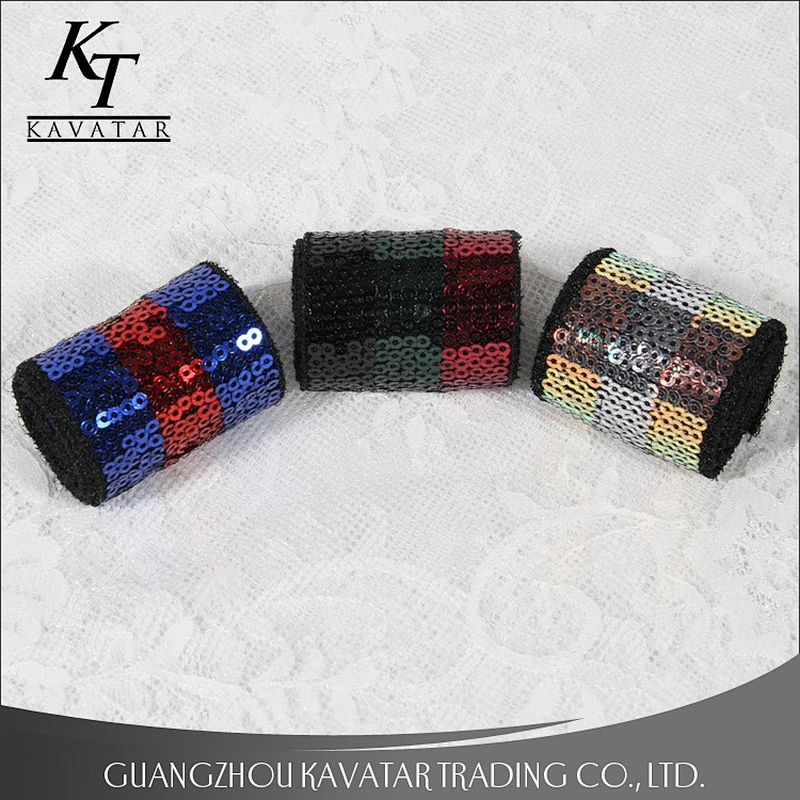 Hot sell Three Colors Mixture Sequin Trim Ribbon For Garment