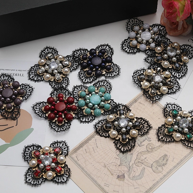 Multi Color Iridescent Flower Floral Flatback Rhinestones Beads Patches