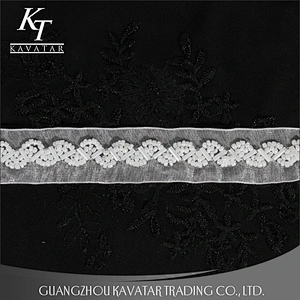 2.5cm width white beaded lace trim wholesale