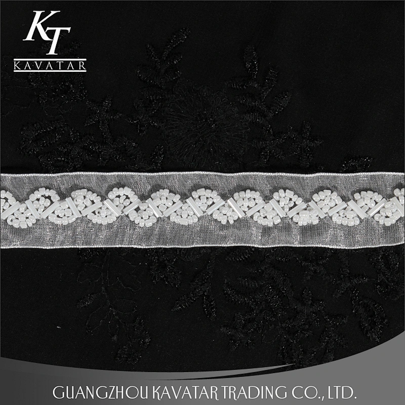 2.5cm width white beaded lace trim wholesale