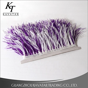 Kavatar Wholesale Custom Red Feather Fringe Trim For Dance Costumes Dresses