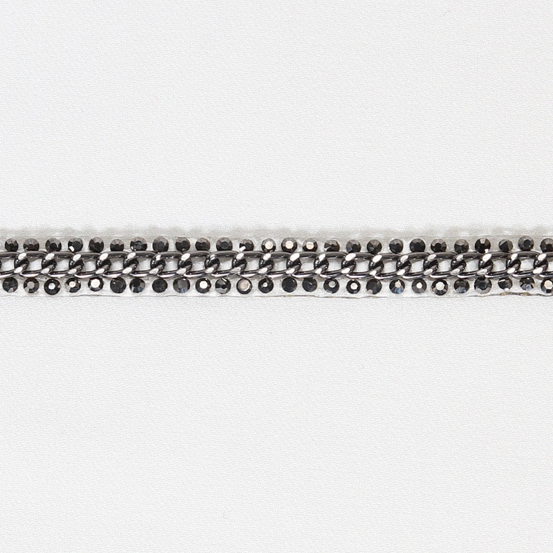 Unique Beaded Stud Hot Fix Trim Tape with Accessories Circle Chain