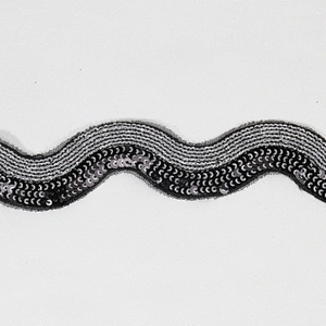 Unique Bullion Embroidery Wavy Sequin Mesh Lace Trim for Clothes Dresses