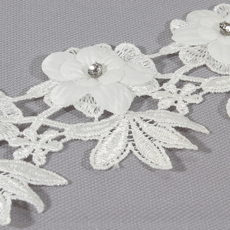 Fast delivery flower lace embroidery water soluble lace trim for bridal dress