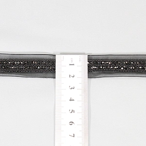 Decorative 2cm Black Copper Coated Rhinestone Beaded Mesh Lace Trim