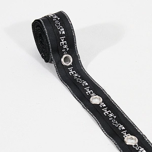 New style black eyelet tape trim with the design