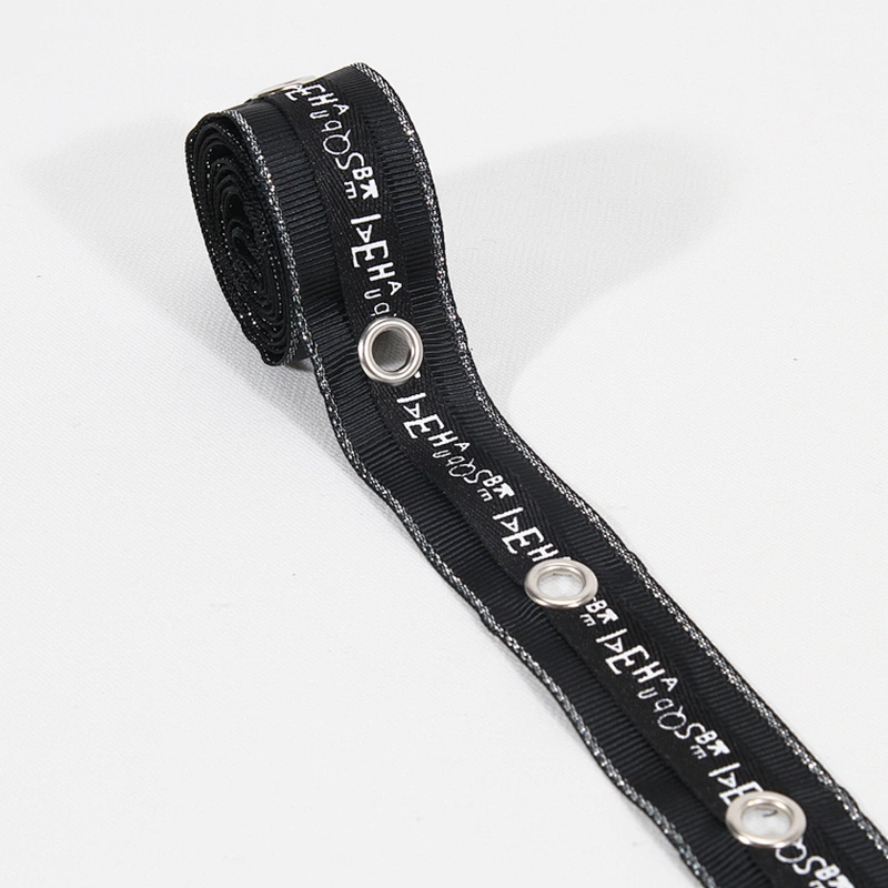 New style black eyelet tape trim with the design