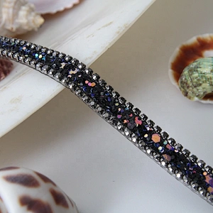 Decorative Copper rhinestone Chain edged hot fix trim motif designs