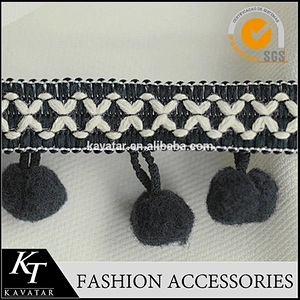 High quality indian white and red pom pom trim for dress T-shirt skirts decoration on sale