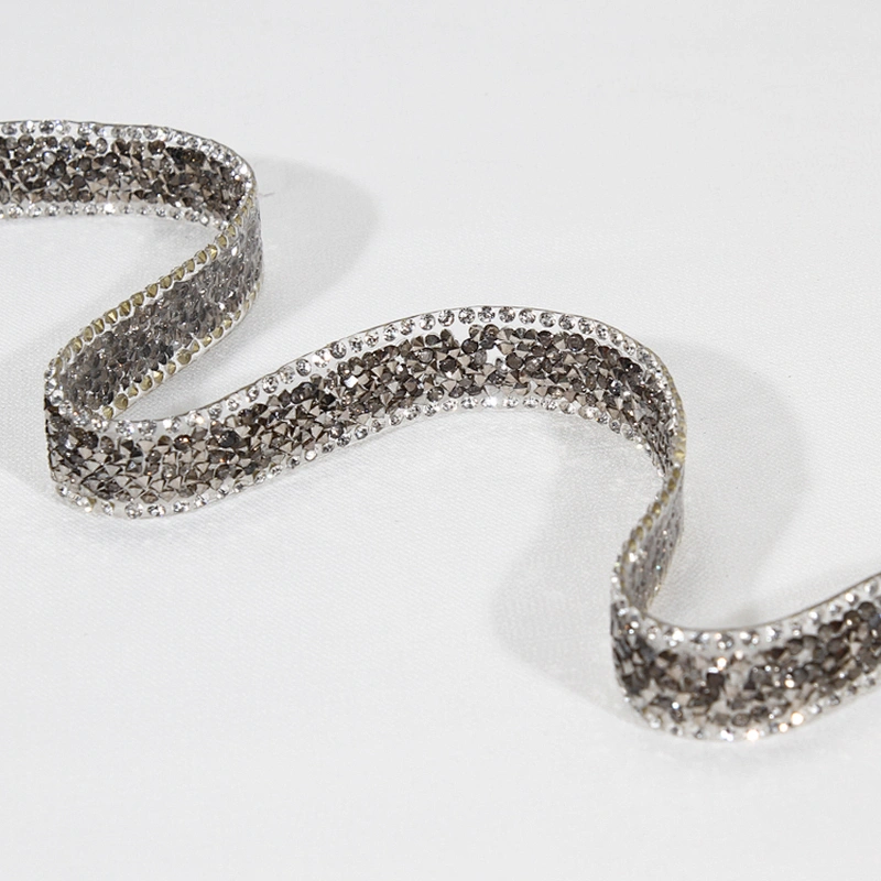 Shimmering hot fix rhinestone transfer trim for clothing embellishment