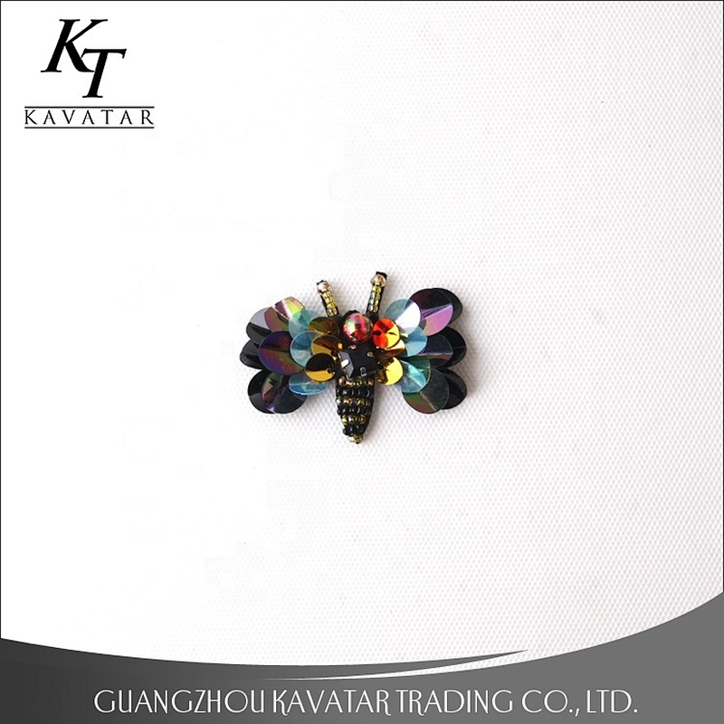 Kavatar Wholesale Shape 3D Handmade Sequin Beads Flower Bee Patches