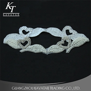 New Arrive love design crystal applique for wedding dress