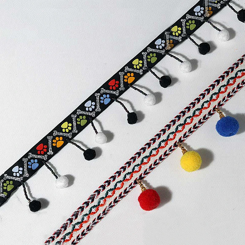 Wholesale mixed-color pom pom tassel different types of pompom trim for embroidered lace trim