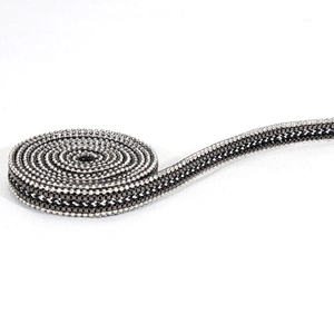 Decorative Black Rhinestone bling bling decorative rhinestone trim Hot fix Trim with  Beads