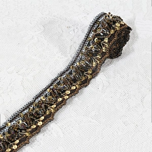 Beautiful Sequin Indian Lace Gold Beaded Trim For Garment