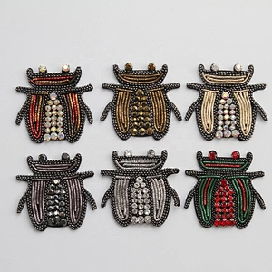 New Design Beading Pattern Animal Applique beaded insect patch custom patches for clothing rhinestone patch