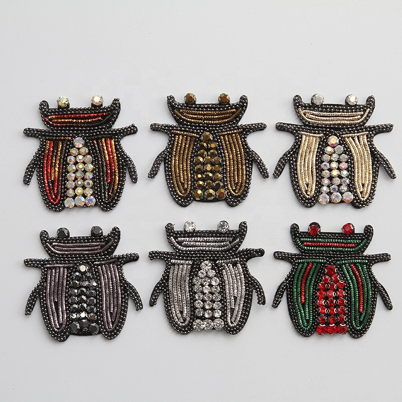 New Design Beading Pattern Animal Applique beaded insect patch custom patches for clothing rhinestone patch