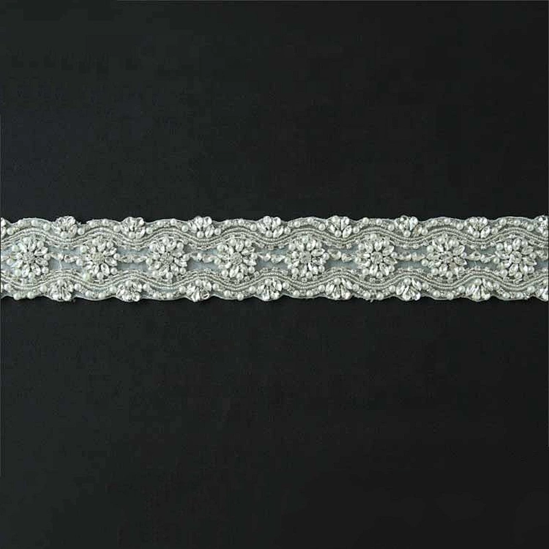 Custom Rhinestone Bridal Bead Applique For Wedding Belt