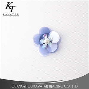Customized Popular Blue 3D Flower Pearl Flower Patches