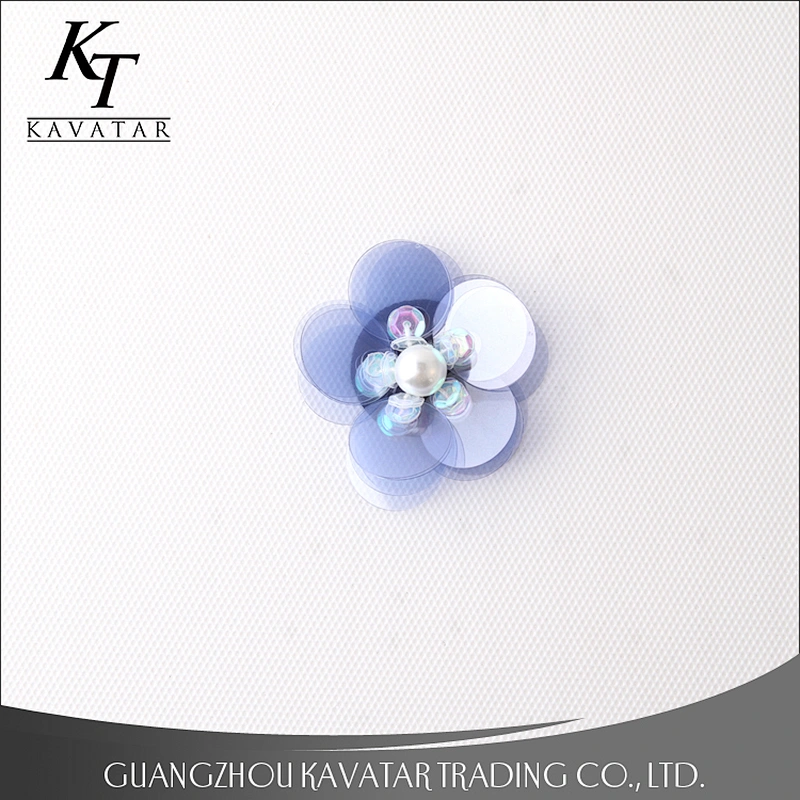 Customized Popular Blue 3D Flower Pearl Flower Patches