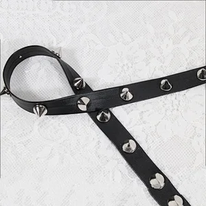 Wholesale cone shape studded trim pu trim ribbon decoration for garment bag shoe etc