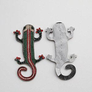 Wholesale lizard rhinestone Patch Animal beaded handmade Beaded Patches clothing patch
