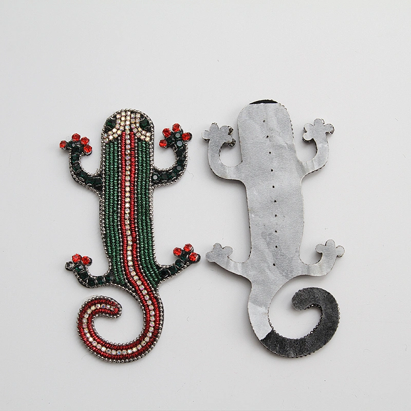 Wholesale lizard rhinestone Patch Animal beaded handmade Beaded Patches clothing patch