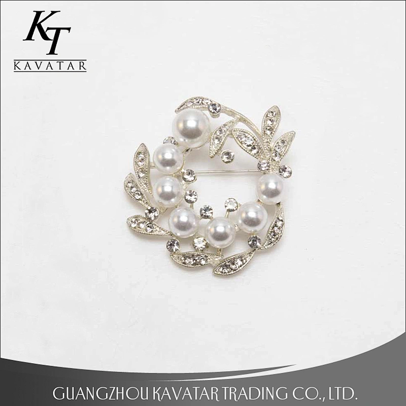 Custom Fashion Rhinestone Inlay Pearl Accessories Brooches Pin For Garment