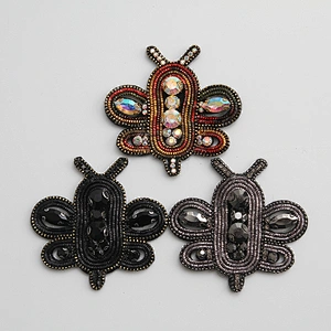 custom bee pom beaded perfume bottle patches 3d rhinestones patches Stick-On patches for clothing Handmade Beaded